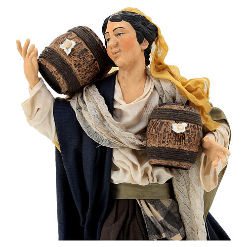 Femme avec tonneau santon terre cuite 35 cm crèche napolitaine 2