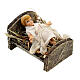 Jesus Child in a wood manger, statue for Neapolitan Nativity Scene with 8 cm characters s3