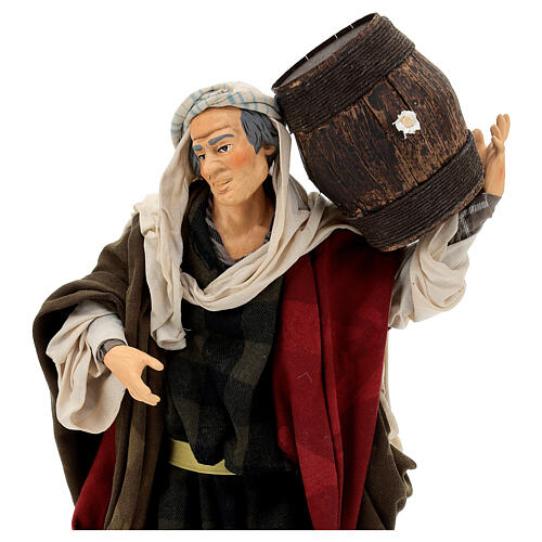 Homme avec tonneau santon terre cuite 45 cm crèche napolitaine 2