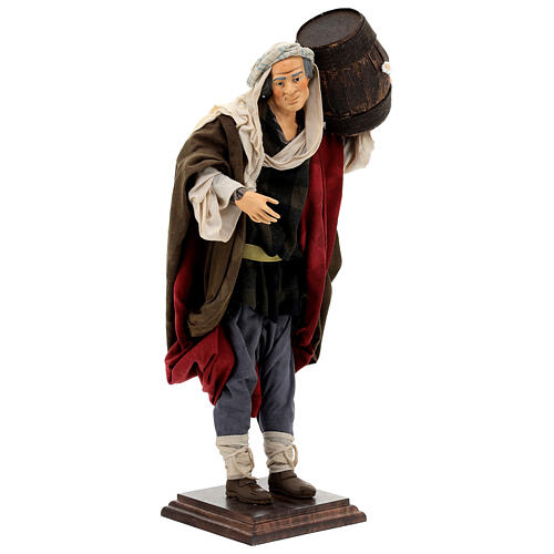 Homme avec tonneau santon terre cuite 45 cm crèche napolitaine 4