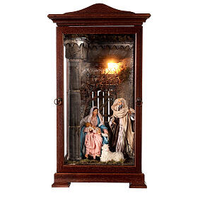 Holy Family in a brown case, 60x30x30 cm, for 22 cm Neapolitan Nativity Scene