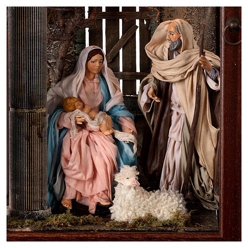 Holy Family in a brown case, 60x30x30 cm, for 22 cm Neapolitan Nativity Scene 2