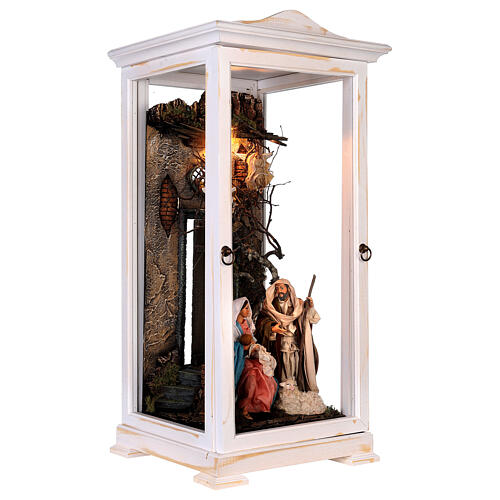 Natividade 22 cm vitrine branca 70x30x30 cm presépio napolitano 4