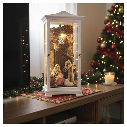 Natividade 22 cm vitrine branca 70x30x30 cm presépio napolitano 2