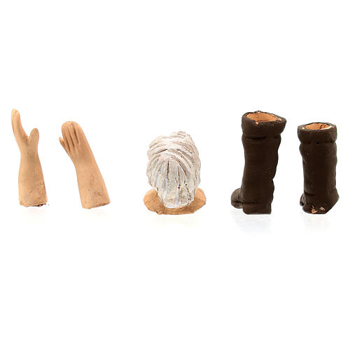 Cabeça mãos e pés para figura homem idoso de presépio napolitano de 13 cm 4