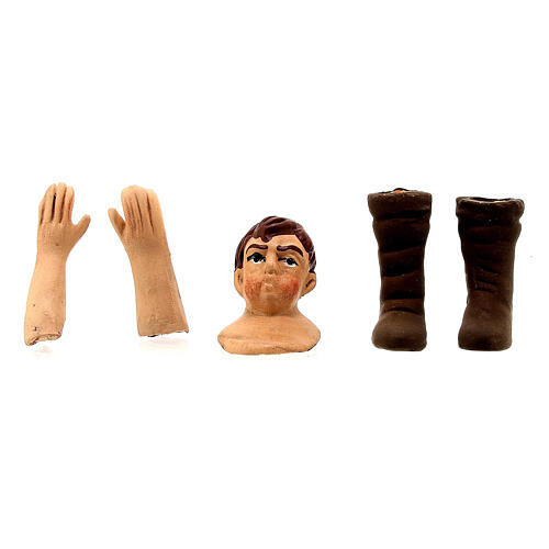 Körperteile-Set aus Terrakotta, Pfeifender, für 13 cm Krippe 1