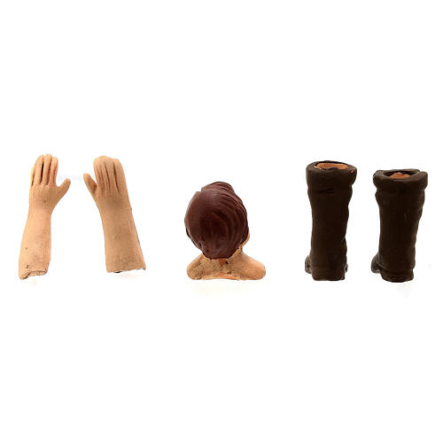 Körperteile-Set aus Terrakotta, Pfeifender, für 13 cm Krippe 4