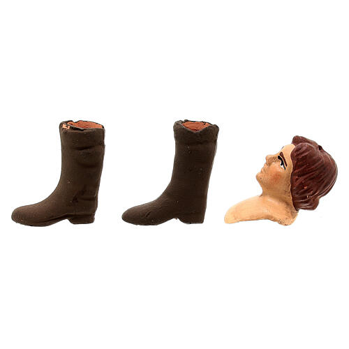 Głowa, ręce, nogi, młody mężczyzna, 13 cm, szopka neapolitańska 2