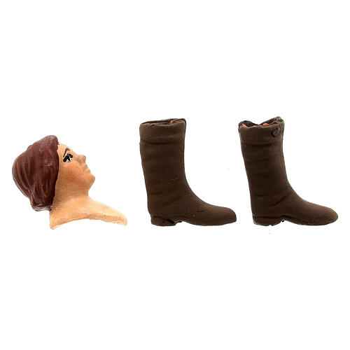Głowa, ręce, nogi, młody mężczyzna, 13 cm, szopka neapolitańska 3