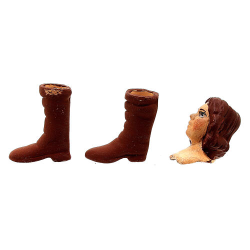 Cabeça mãos e pés para jovem mulher de presépio napolitano de 13 cm 2