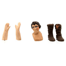 Körperteile-Set aus Terrakotta, Mann mit dunklem Haar, für 13 cm Krippe