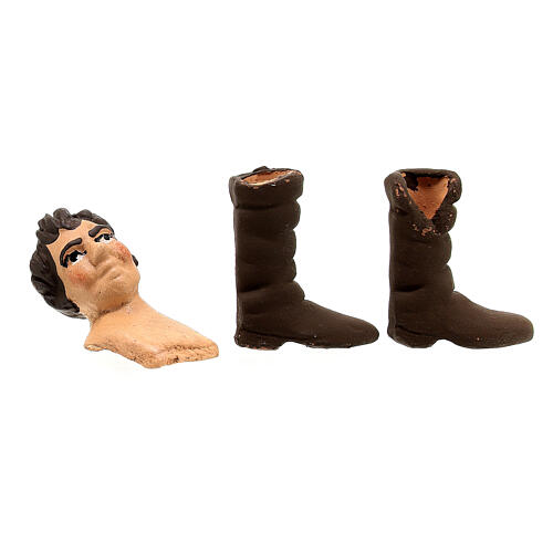 Körperteile-Set aus Terrakotta, Mann mit dunklem Haar, für 13 cm Krippe 3