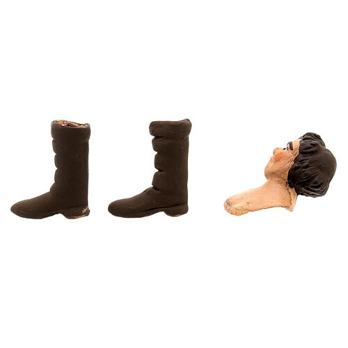 Głowa, ręce, nogi, mężczyzna brązowowłosy, 13 cm, szopka neapolitańska 2