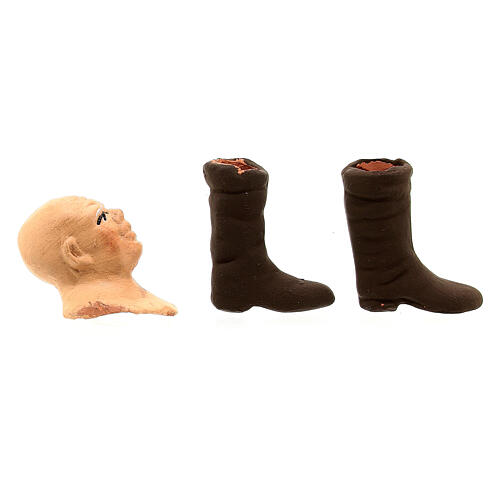 Głowa, ręce, nogi, starszy łysy mężczyzna, 13 cm, szopka neapolitańska 3