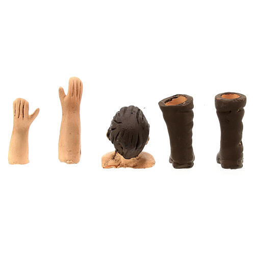 Körperteile-Set aus Terrakotta, Dudelsackspieler, für 13 cm Krippe 4