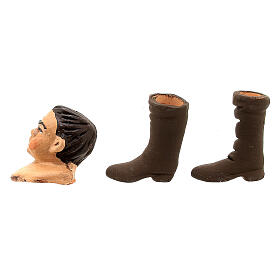 Głowa ręce nogi góralskiego muzykanta, 13 cm, do szopki neapolitańskiej