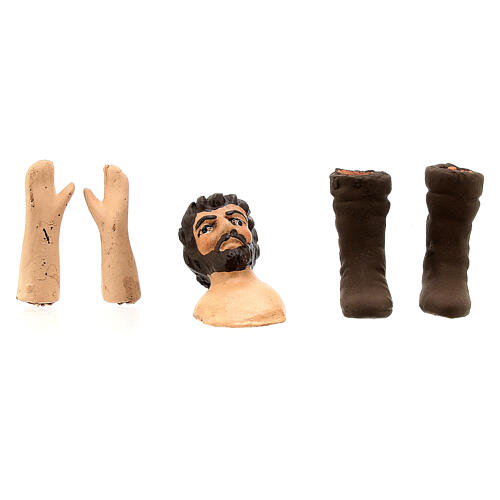 Testa mani piedi uomo castano scuro 13 cm presepe napoletano 1