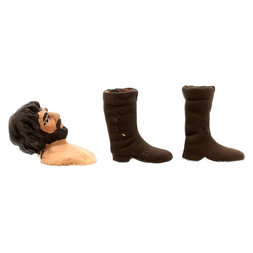 Testa mani piedi uomo castano scuro 13 cm presepe napoletano 3