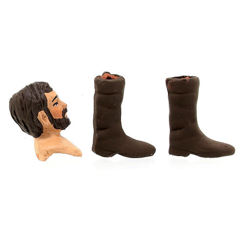 Körperteile-Set aus Terrakotta, Mann mit dunkelbraunem Haar, für 13 cm Krippe 3