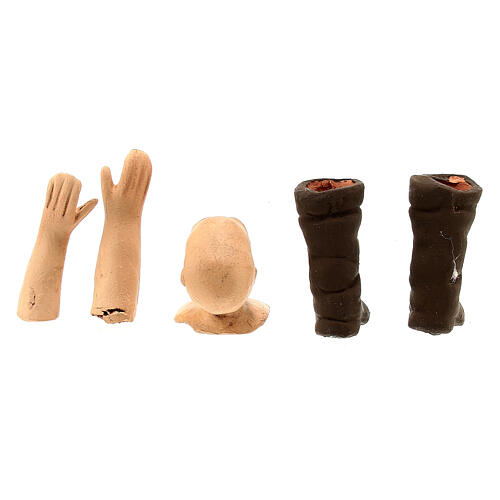 Głowa, ręce, buty mężczyzny, 13 cm, szopka neapolitańska 4