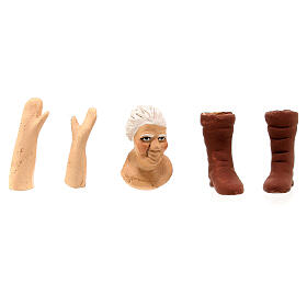 Körperteile-Set aus Terrakotta, ältere Frau, für 13 cm Krippe