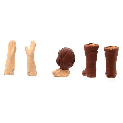Körperteile-Set aus Terrakotta, junge Frau, für 13 cm Krippe 4