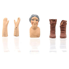 Körperteile-Set aus Terrakotta, reife Frau, für 13 cm Krippe