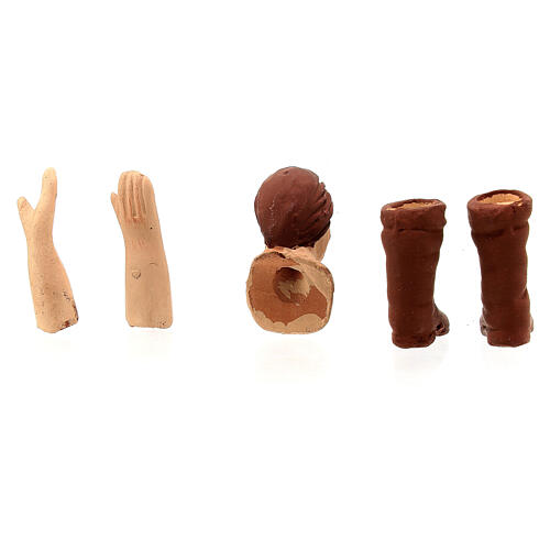 Körperteile-Set aus Terrakotta, Frau mit braunem Haar, für 13 cm Krippe 4