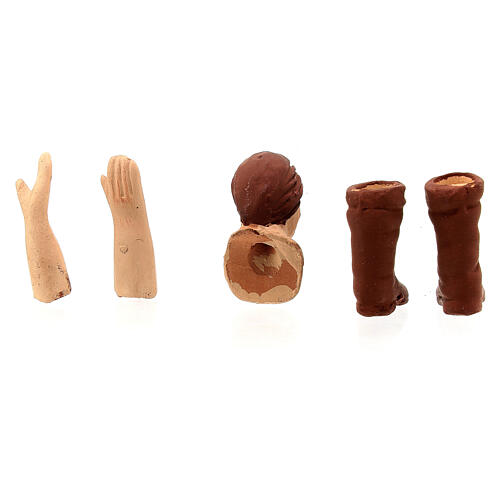 Kit cabeza manos pies mujer pelo castaño 13 cm belén napolitano 4