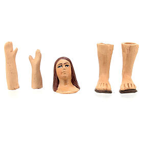 Conjunto cabeça mãos pés para Virgem Maria de 13 cm para presépio napolitano