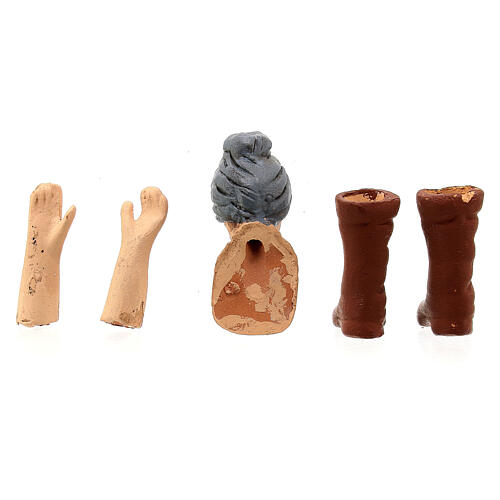 Körperteile-Set aus Terrakotta, ältere Frau, für 13 cm Krippe 4
