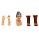 Conjunto cabeça mãos pés para mulher idosa cabelo cinzento de 13 cm para presépio napolitano s1