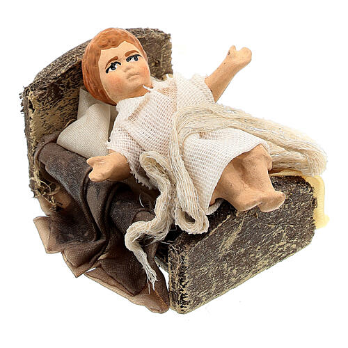 Jesus Child in his crib, statue for Neapolitan Nativity Scene with 13 cm characters 2