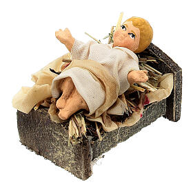 Statua Gesù bambino nella culla 15 cm presepe napoletano