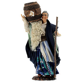 Alte Frau Figur mit Fass 15 cm neapolitanische Krippe