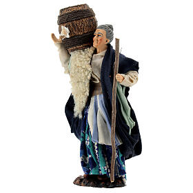 Alte Frau Figur mit Fass 15 cm neapolitanische Krippe