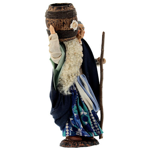 Old woman statue carrying big barrel 15 cm Neapolitan nativity 3
