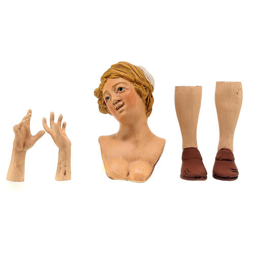 Kit tête avec yeux en verre mains pieds femme blonde 35 cm crèche napolitaine 1