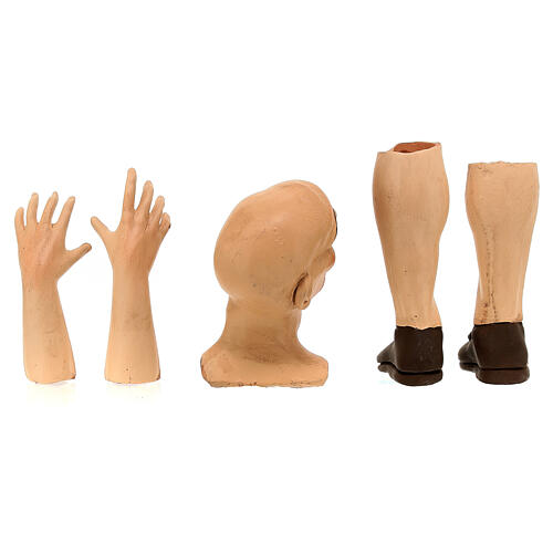 Körperteile-Set aus Terrakotta, kahler Mann, für 35 cm Krippe 6