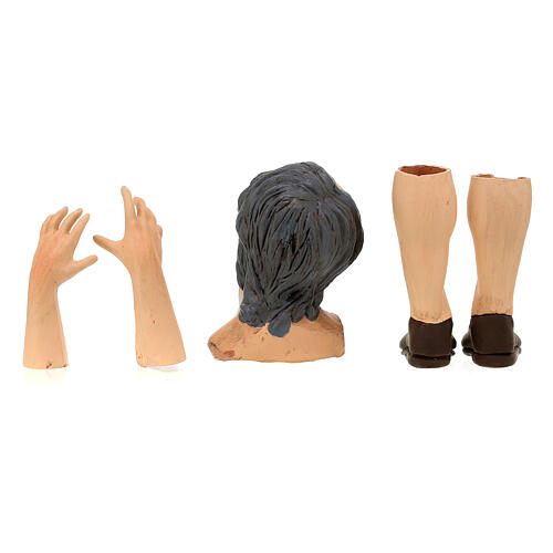 Körperteile-Set aus Terrakotta, Mann mit grauem Haar, für 35 cm Krippe 4