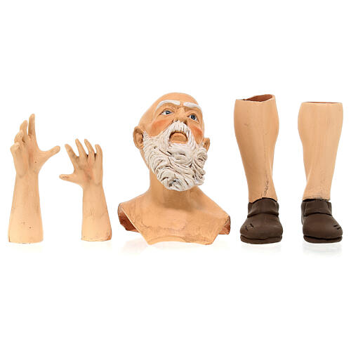 Körperteile-Set aus Terrakotta, alter Mann, für 35 cm Krippe 1