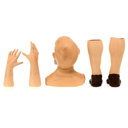 Körperteile-Set aus Terrakotta, alter Mann, für 35 cm Krippe 6