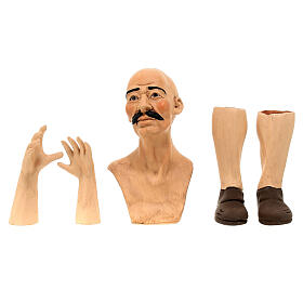 Körperteile-Set aus Terrakotta, Mann mit schwarzem Bart, für 35 cm Krippe