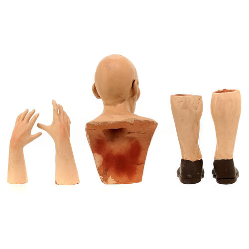 Körperteile-Set aus Terrakotta, Mann mit schwarzem Bart, für 35 cm Krippe 6