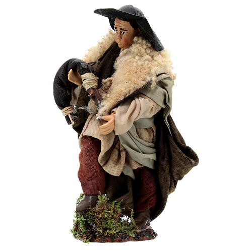 Bagpiper with wood bagpipe for Neapolitan Nativity Scene with 15 cm characters 2