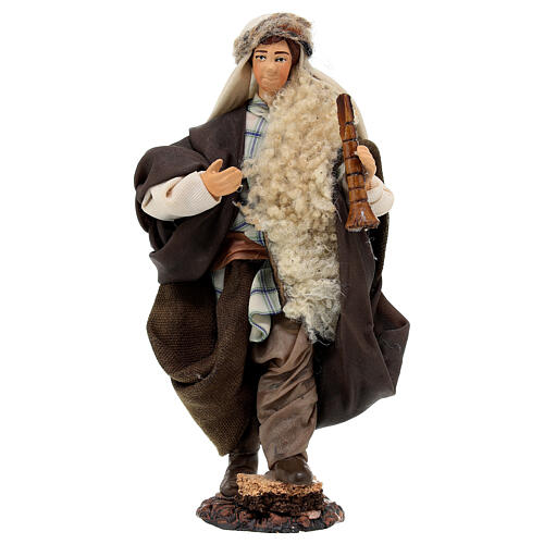 Statua giovane pifferaio 15 cm in terracotta presepe napoletano 1