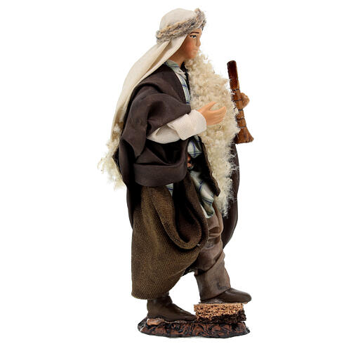 Statua giovane pifferaio 15 cm in terracotta presepe napoletano 3