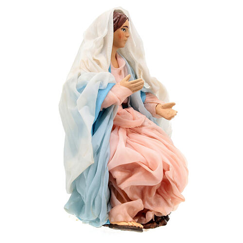 Statua Vergine Maria 15 cm in terracotta presepe napoletano 3