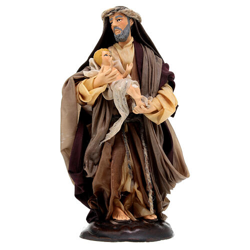 Terracotta statue of Saint Joseph with Jesus Child for Neapolitan Nativity Scene of 18 cm 1