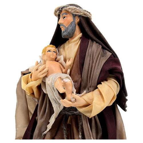 Terracotta statue of Saint Joseph with Jesus Child for Neapolitan Nativity Scene of 18 cm 2